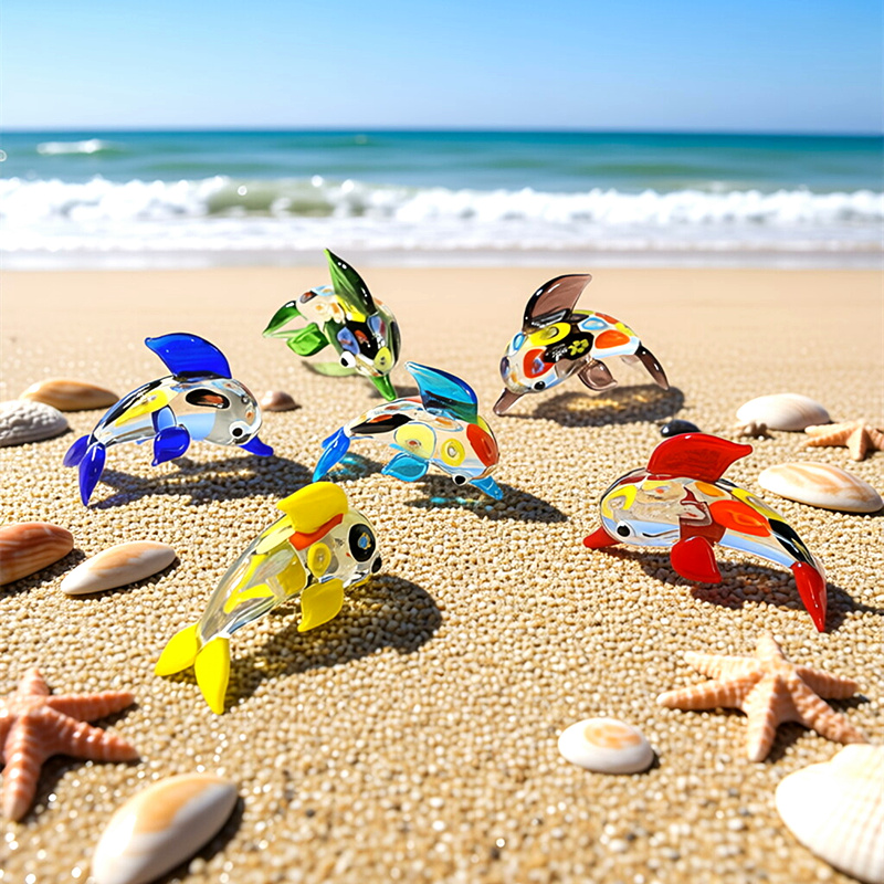 Marine Aquarium Europe - Patung Lumba-lumba Kaca Miniatur Warna-warni Ornamen