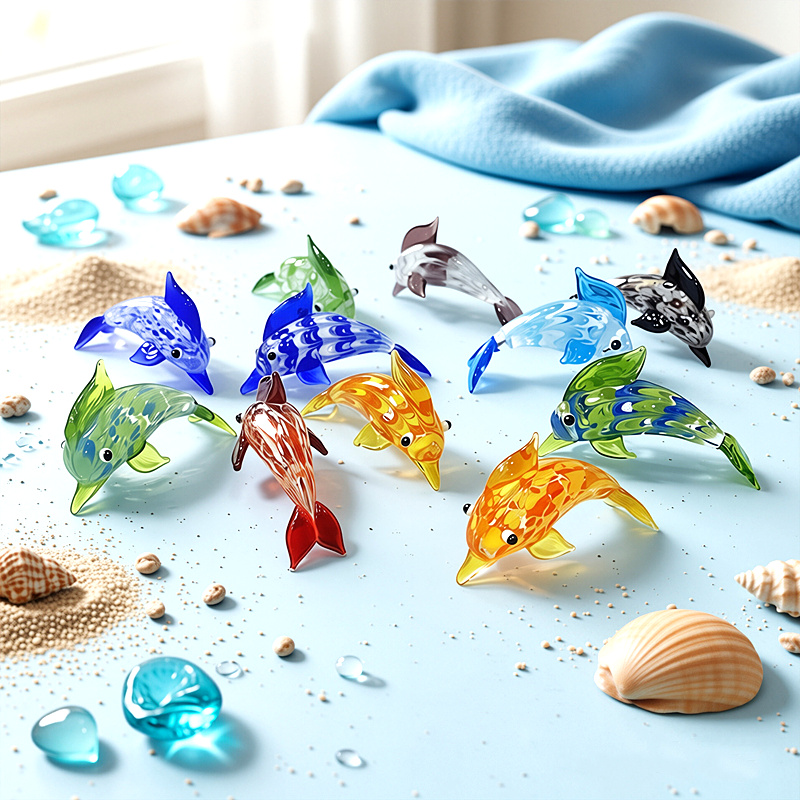 Marine Aquarium Europe - Figurin Lumba-lumba Kaca Mini Buatan Tangan,